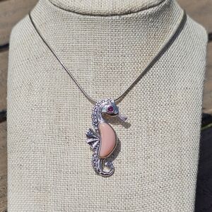 925 CFJ sterling silver seahorse & jewel pendant